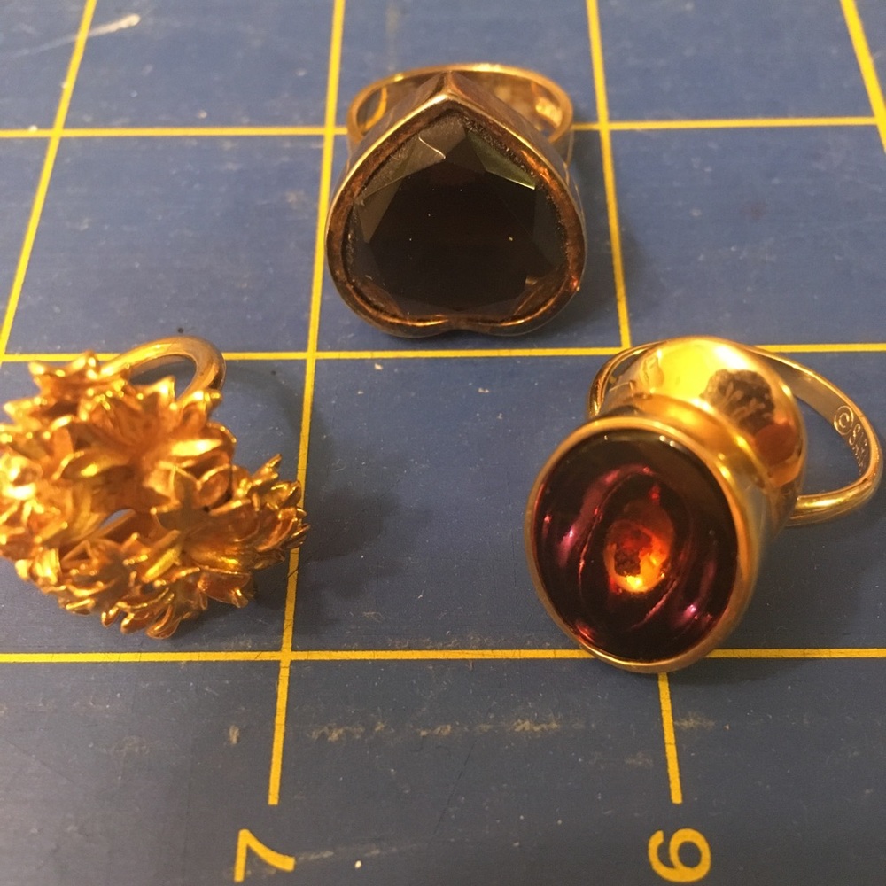3 costume jewelry rings from 1970’s antique